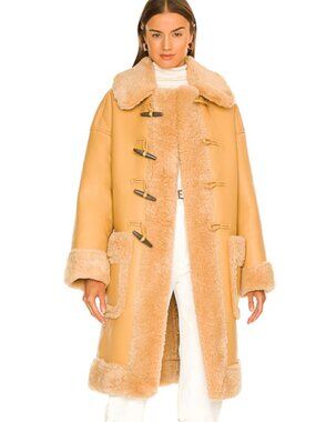 New A.L.C. Tan Faux Fur Toggle Coat Size XS